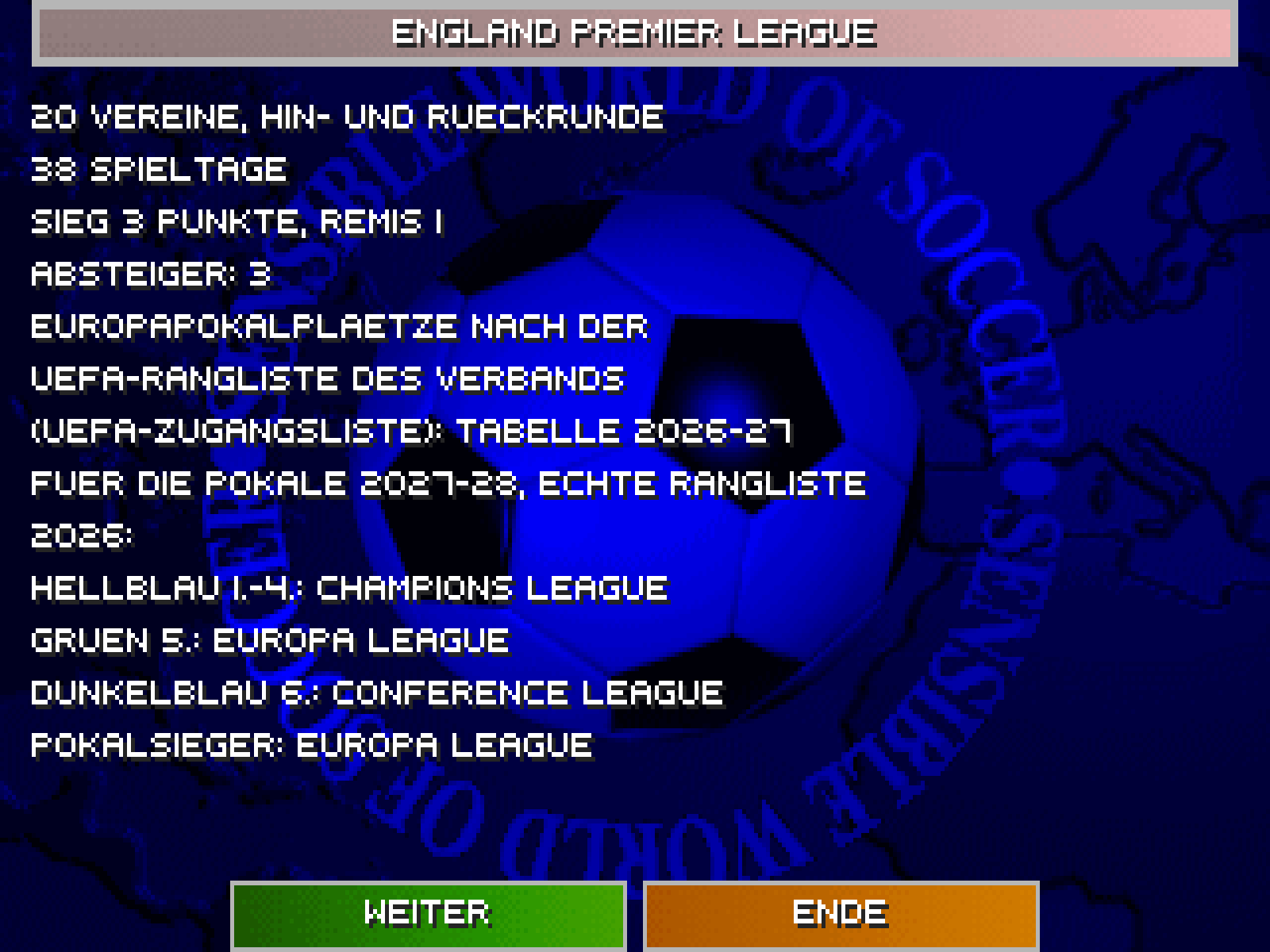 Die MODUS-Seite der Premier League