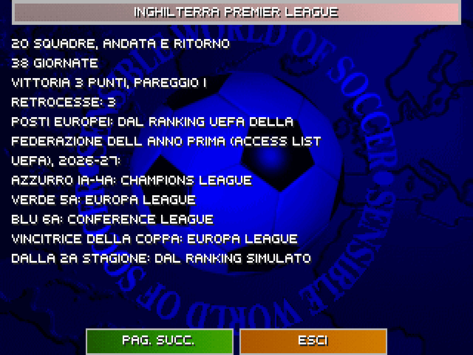 La pagina FORMULA della Premier League